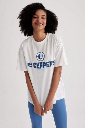 Defacto Fit NBA Los Angeles Clippers Oversize-футболка с круглым вырезом Sportsman с коротким рукавом