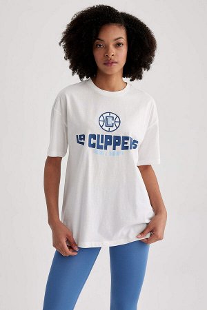 Defacto Fit NBA Los Angeles Clippers Oversize-футболка с круглым вырезом Sportsman с коротким рукавом