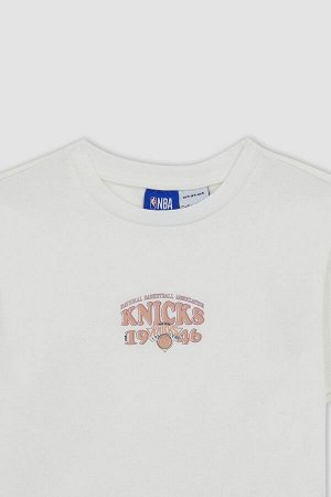 Defacto Fit NBA New York Knicks Лицензированный укороченный топ с круглым вырезом Sportsman Футболка с короткими рукавами