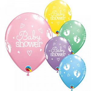 Шелк 11" Baby Shower Пяточки Сердца/Q
