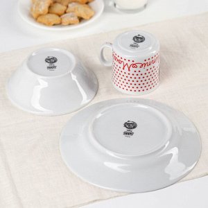 Набор посуды, 3 предмета: тарелка Ø 16,5 см, миска Ø 14 см, кружка 250 мл, "Минни", Минни Маус