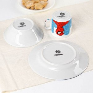 Набор посуды, 3 предмета: тарелка Ø 16,5 см, миска Ø 14 см, кружка 250 мл, "Ты - супергерой", Человек-паук