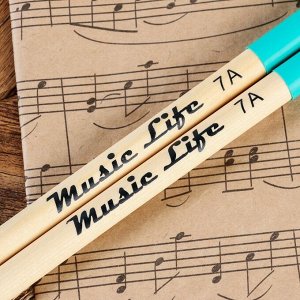 Барабанные палочки Music Life, 7А, клен, зеленые