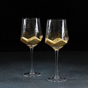 Набор бокалов стеклянных для вина Magistro «Дарио», 500 мл, 10?25 см, 2 шт, цвет золотой