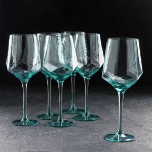 Набор бокалов стеклянных для вина Magistro «Дарио», 500 мл, 7,3?25 см, 6 шт, цвет изумрудный