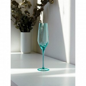 Набор бокалов стеклянных для шампанского Magistro «Дарио», 180 мл, 7?27,5 см, 2 шт, цвет изумрудный