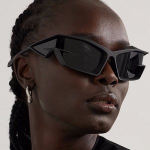Солнцезащитные очки унисекс необычной формы, черная оправа + чехол