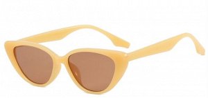 Женские солнцезащитные очки, треугольная форма, желтая оправа + чехол