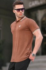 Коричневая мужская футболка с воротником-поло Basic Regular Fit 6100