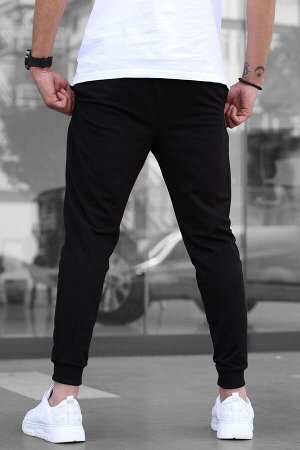 Мужские черные эластичные спортивные штаны 4821
