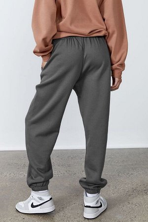 Женские спортивные штаны большого размера антрацитового цвета с эластичной резинкой на талии Mg1235 MG1235