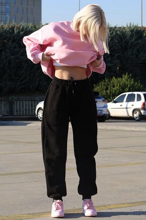 Madmext Женские черные спортивные штаны с эластичной талией и завышенной талией Mg1568 MG1568