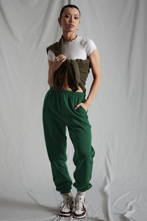 Женские темно-зеленые спортивные штаны большого размера с эластичной резинкой на талии Mg1235 MG1235