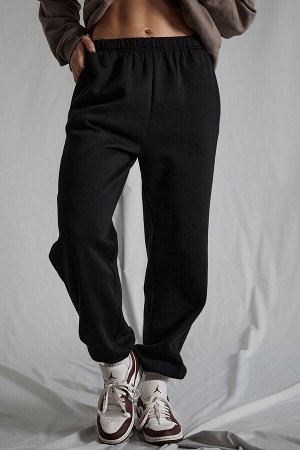 Женские черные спортивные штаны большого размера с эластичной резинкой на талии Mg1235 MG1235
