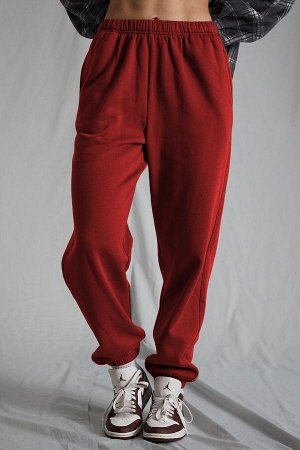 Женские бордово-красные спортивные штаны большого размера с эластичной резинкой на талии Mg1235 MG1235