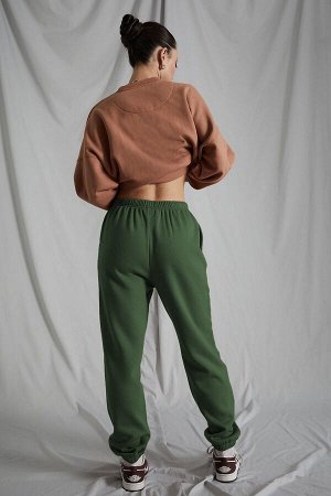 Женские спортивные штаны оверсайз цвета хаки с эластичной резинкой на талии Mg1235 MG1235