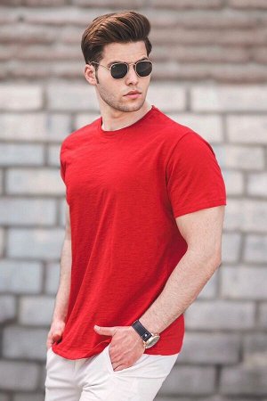 Мужская красная базовая футболка 5268