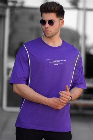 Мужская фиолетовая футболка оверсайз 5234