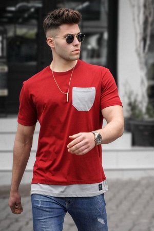 Бордовая красная мужская футболка 5353