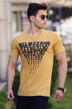 Желтая мужская футболка с принтом 4471