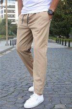 Бежевые базовые брюки-джоггеры 5486