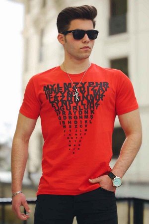 Красная мужская футболка с принтом 4471
