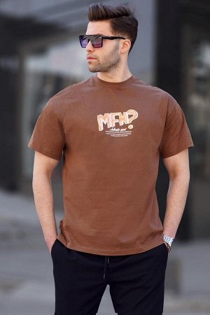 Коричневая мужская футболка с принтом 6124