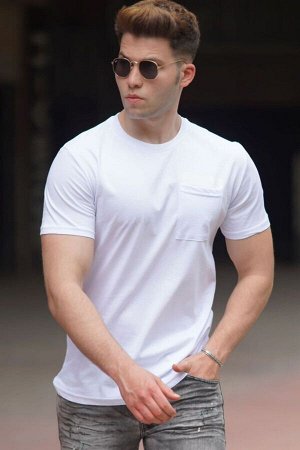 Белая футболка с карманами 5241