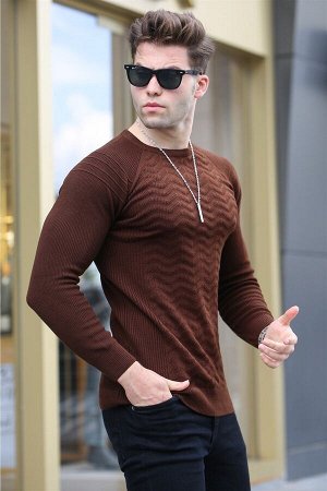 Темно-коричневый мужской свитер 5187