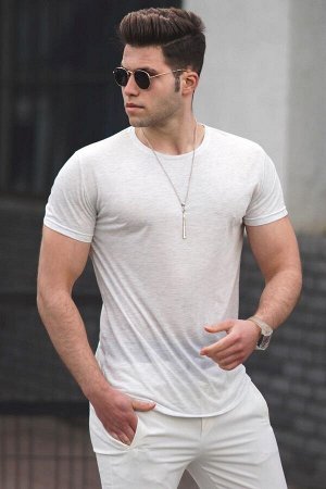 Мужская белая базовая футболка 4055