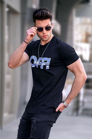 Мужская черная футболка с принтом 5254