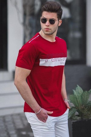 Мужская бордово-красная футболка с принтом 4998