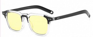 Солнцезащитные очки унисекс, квадратные, желтые линзы в черной оправе + чехол