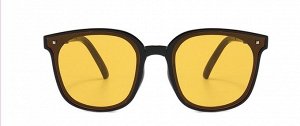 Складывающиеся солнцезащитные очки унисекс с желтыми линзами, квадратные, черная оправа + чехол