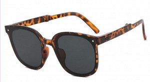 Складывающиеся солнцезащитные очки унисекс, квадратные, леопардовая оправа + чехол