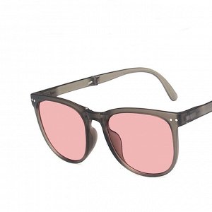 Складывающиеся солнцезащитные очки унисекс с розовыми линзами, квадратные, цвет оправы "кофейный" + чехол