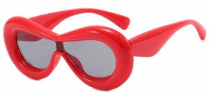 Модные солнцезащитные очки унисекс, в широкой пластиковой оправе красного цвета + чехол