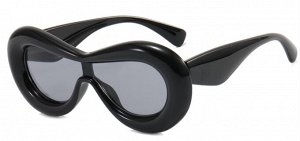 Модные солнцезащитные очки унисекс, в широкой пластиковой оправе черного цвета + чехол