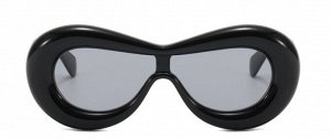 Модные солнцезащитные очки унисекс, в широкой пластиковой оправе черного цвета + чехол