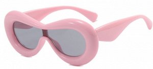 Модные солнцезащитные очки унисекс, в широкой пластиковой оправе розового цвета + чехол
