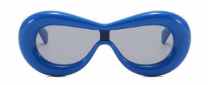 Модные солнцезащитные очки унисекс, в широкой пластиковой оправе синего цвета + чехол