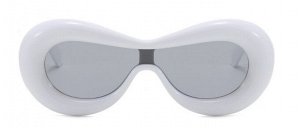 Модные солнцезащитные очки унисекс, в широкой пластиковой оправе белого цвета + чехол