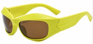 Солнцезащитные очки унисекс в спортивном стиле, желто-зеленая пластиковая оправа + чехол