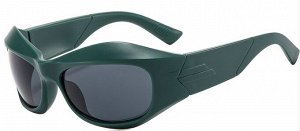 Солнцезащитные очки унисекс в спортивном стиле, темно-зеленая пластиковая оправа + чехол