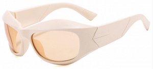 Солнцезащитные очки унисекс в спортивном стиле, пластиковая оправа цвета "Шампанское" + чехол