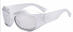 Солнцезащитные очки унисекс в спортивном стиле, серебристая пластиковая оправа с белыми линзами + чехол