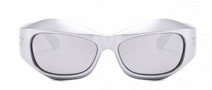 Солнцезащитные очки унисекс в спортивном стиле, серебристая пластиковая оправа с белыми линзами + чехол