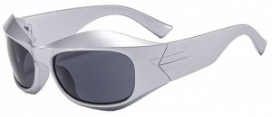 Солнцезащитные очки унисекс в спортивном стиле, серебристая пластиковая оправа + чехол
