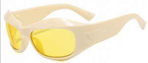 Солнцезащитные очки унисекс в спортивном стиле, бежевая пластиковая оправа + чехол