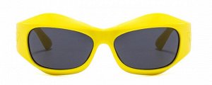 Солнцезащитные очки унисекс в спортивном стиле, желтая пластиковая оправа + чехол